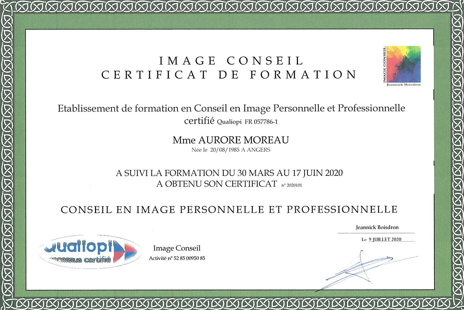 Certificat conseillère en image personnelle et professionnelle